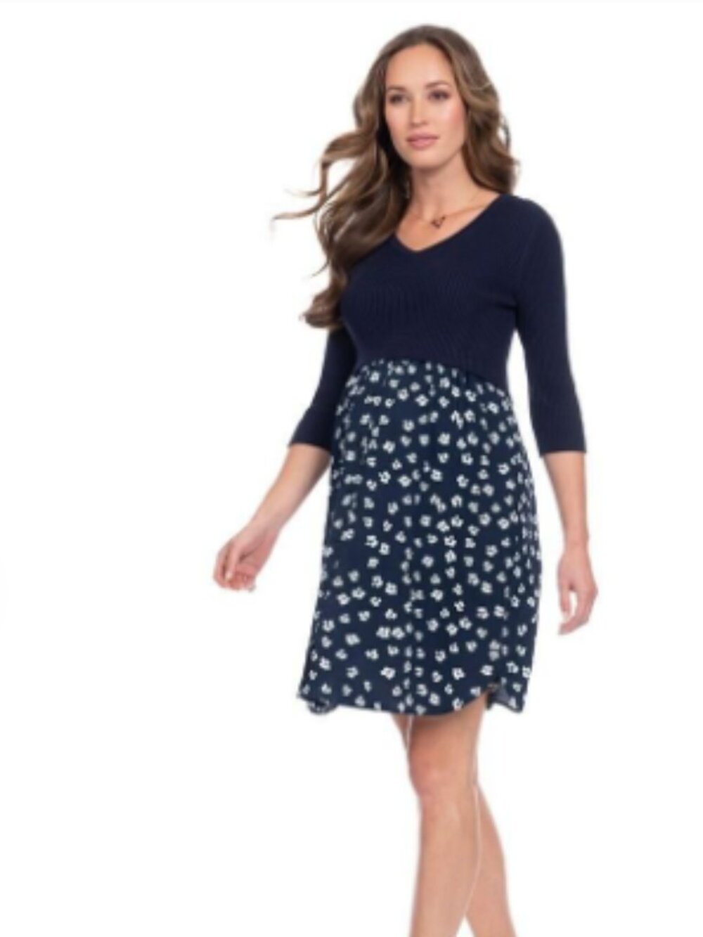 NWT Seraphine Amy Knitted Bodice Nursing Dress Navy Floral